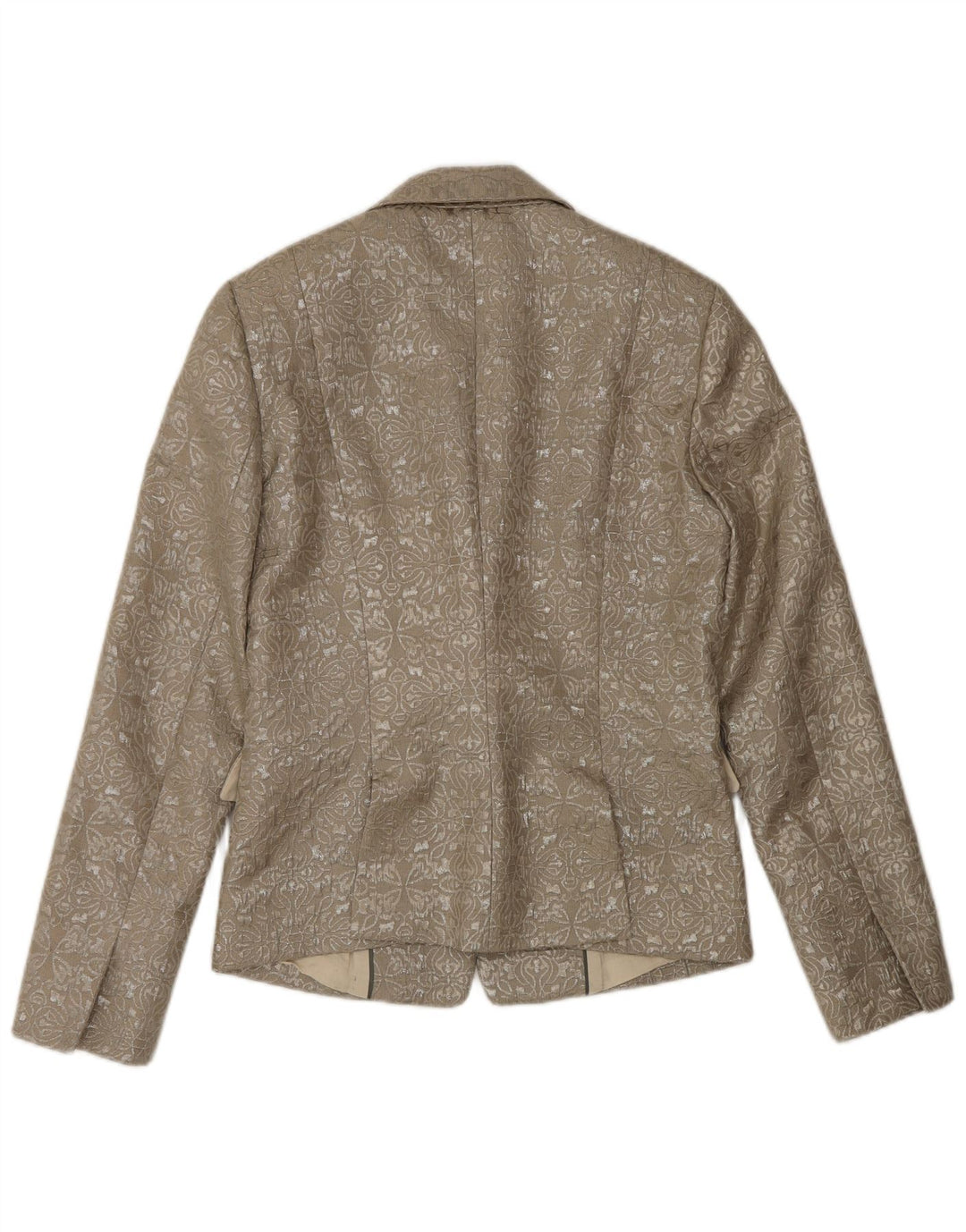 Stefanel Veste Blazer 1 Bouton Femme EU 38 Beige Moyen Paisley Polyester