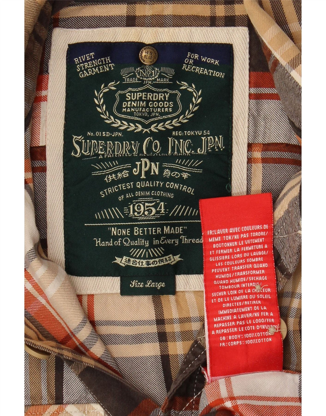 SUPERDRY Chemise Flanelle Homme Grand Carreau Marron Coton