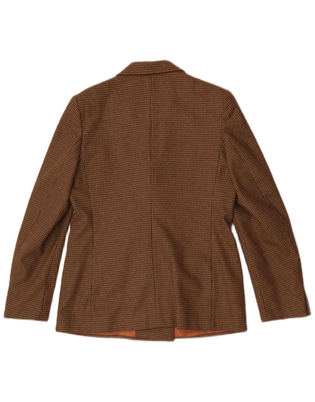 vintage Femme Double Breasted Blazer Veste UK 12 Pied-de-poule Brun Moyen