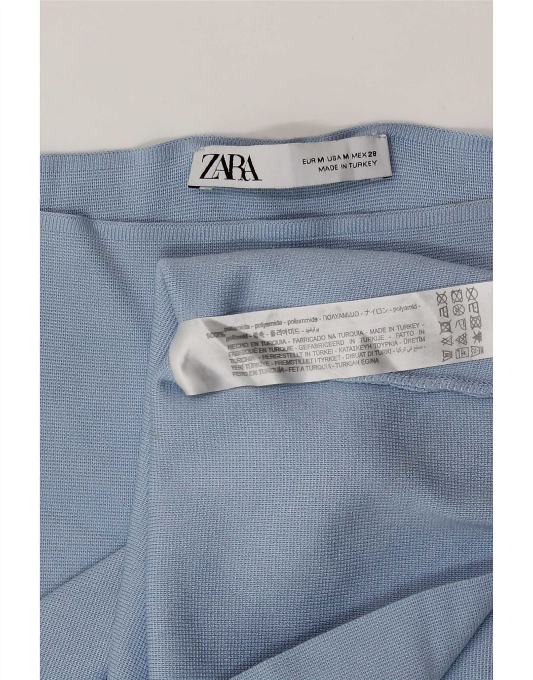 Zara Femme Haut Court À Épaules Dénudées UK 12 Bleu Moyen Polyamide