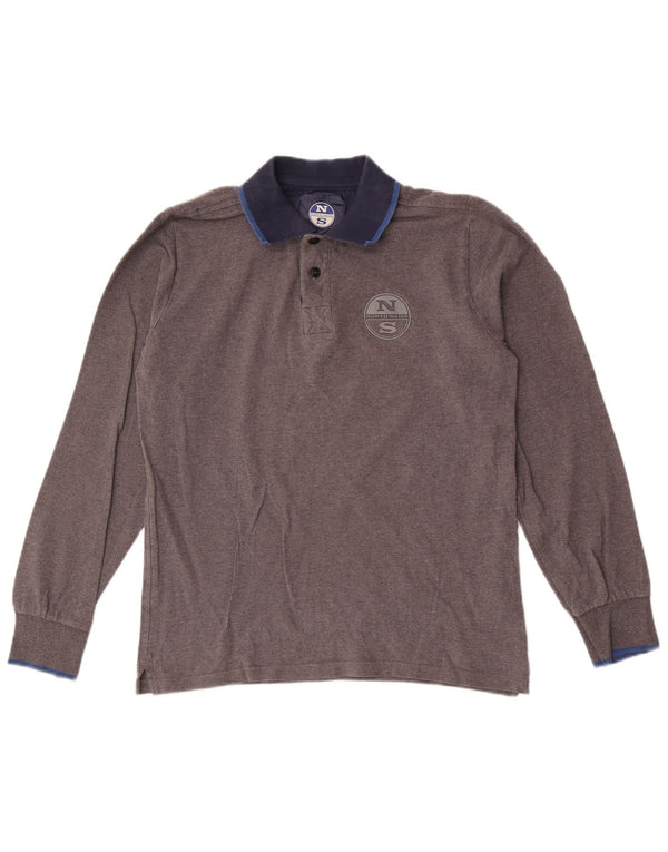 North Sails Polo de rugby à manches longues pour homme Petit coton gris