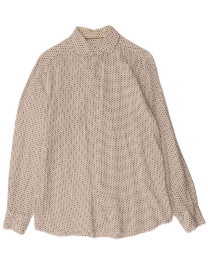 Massimo Dutti Chemise Homme Lin Pois Blanc Moyen