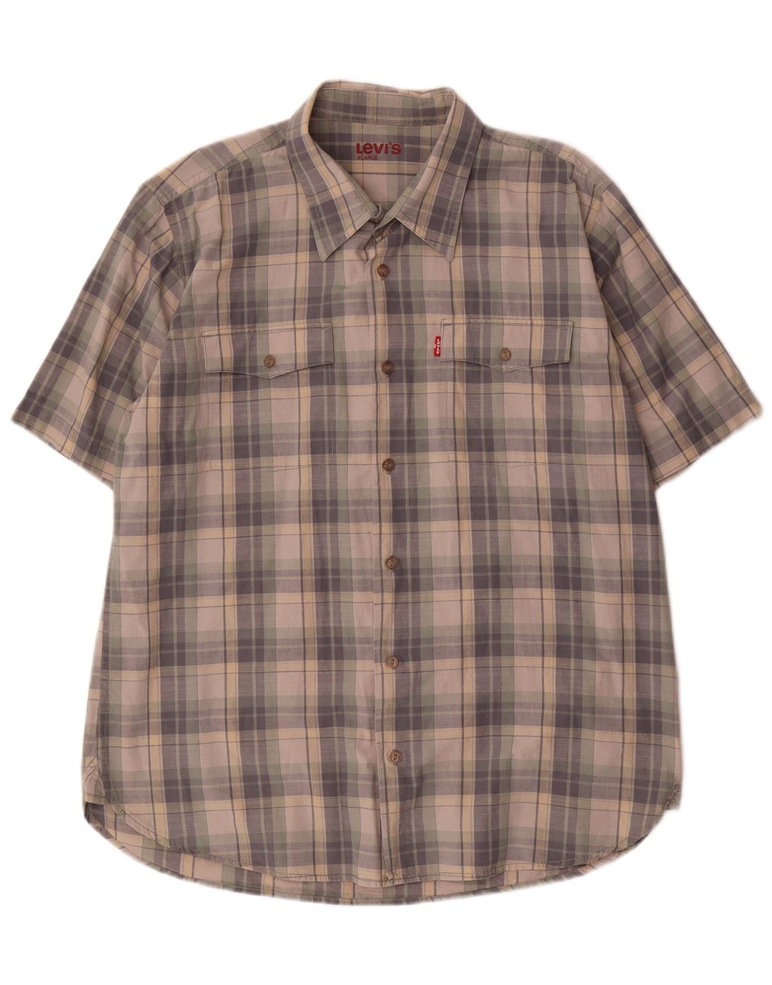 Levi's Chemise à Manches Courtes Homme XL Gris Carreaux Coton
