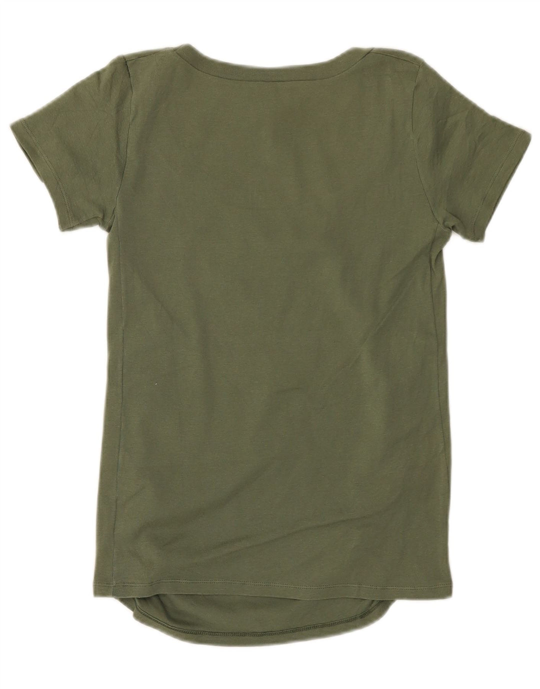 Benetton T-Shirt Femme Top UK 10 Petit Kaki