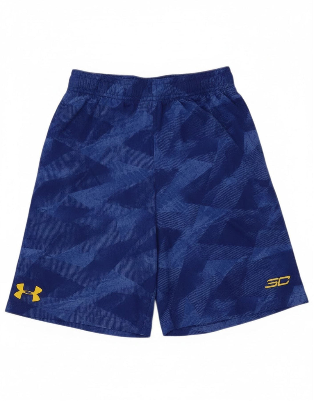 Under Armour Short de Sport Garçon 9-10 Ans Bleu Moyen Géométrique