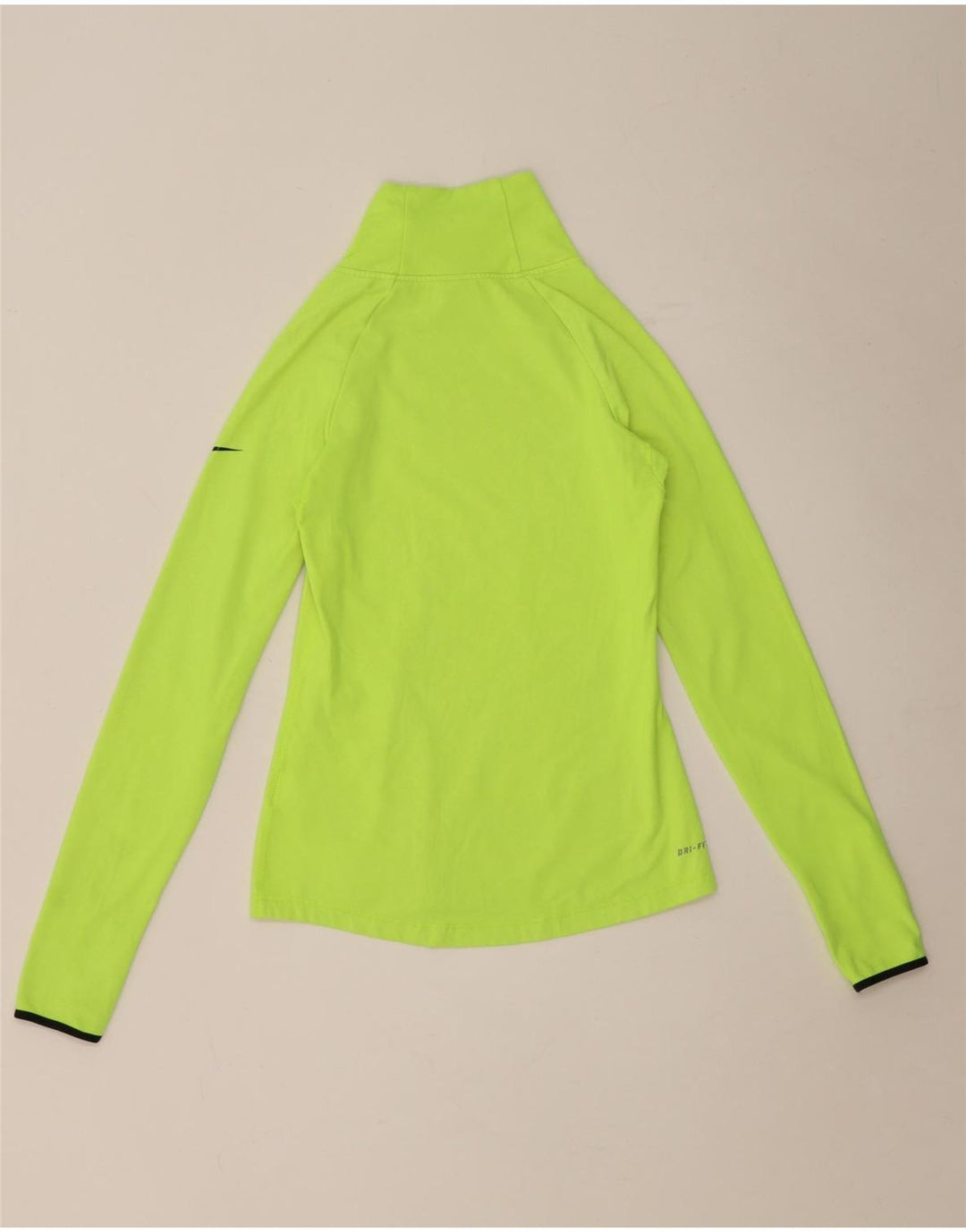 Nike Dri Fit Haut à manches longues avec col zippé pour femme UK 8 Petit Vert