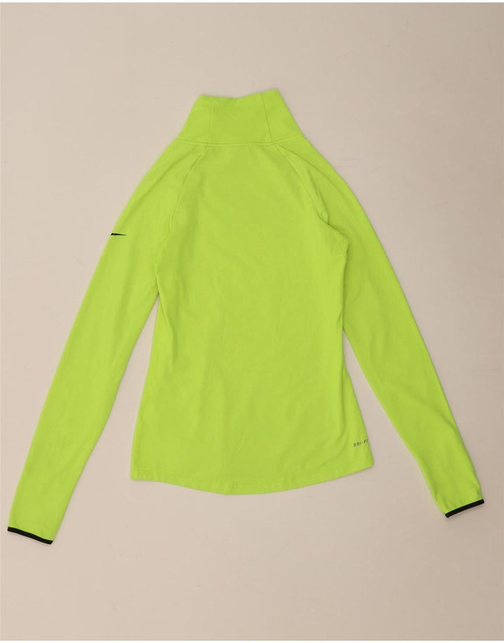 Nike Dri Fit Haut à manches longues avec col zippé pour femme UK 8 Petit Vert