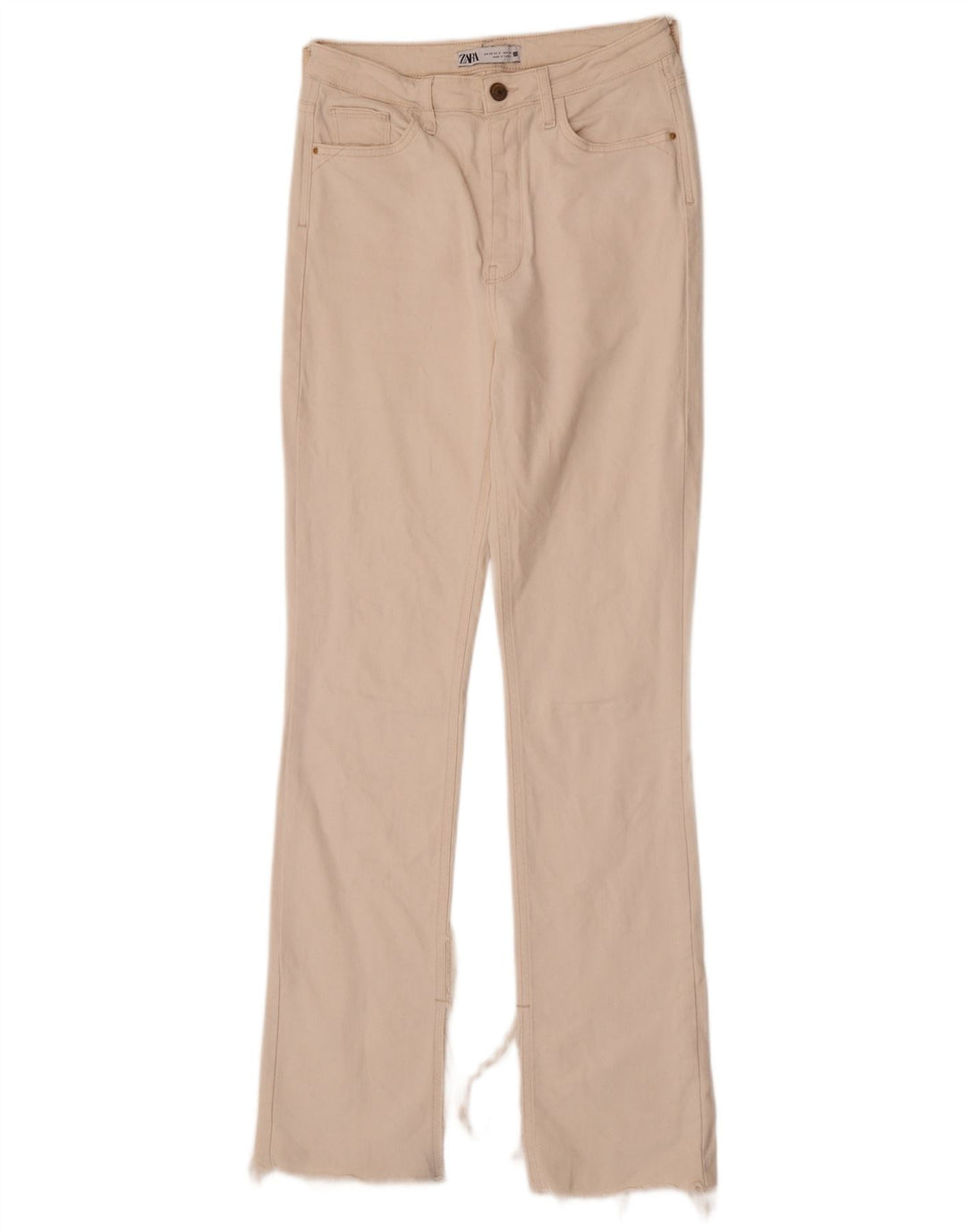 Zara Jean Bootcut Femme EU 38 Petit W28 L32 Blanc Cassé