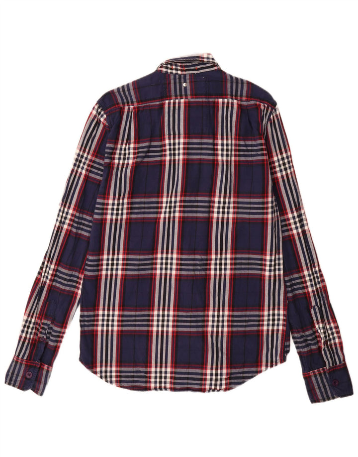 Superdry Chemise en flanelle pour homme en coton à carreaux bleu marine Large