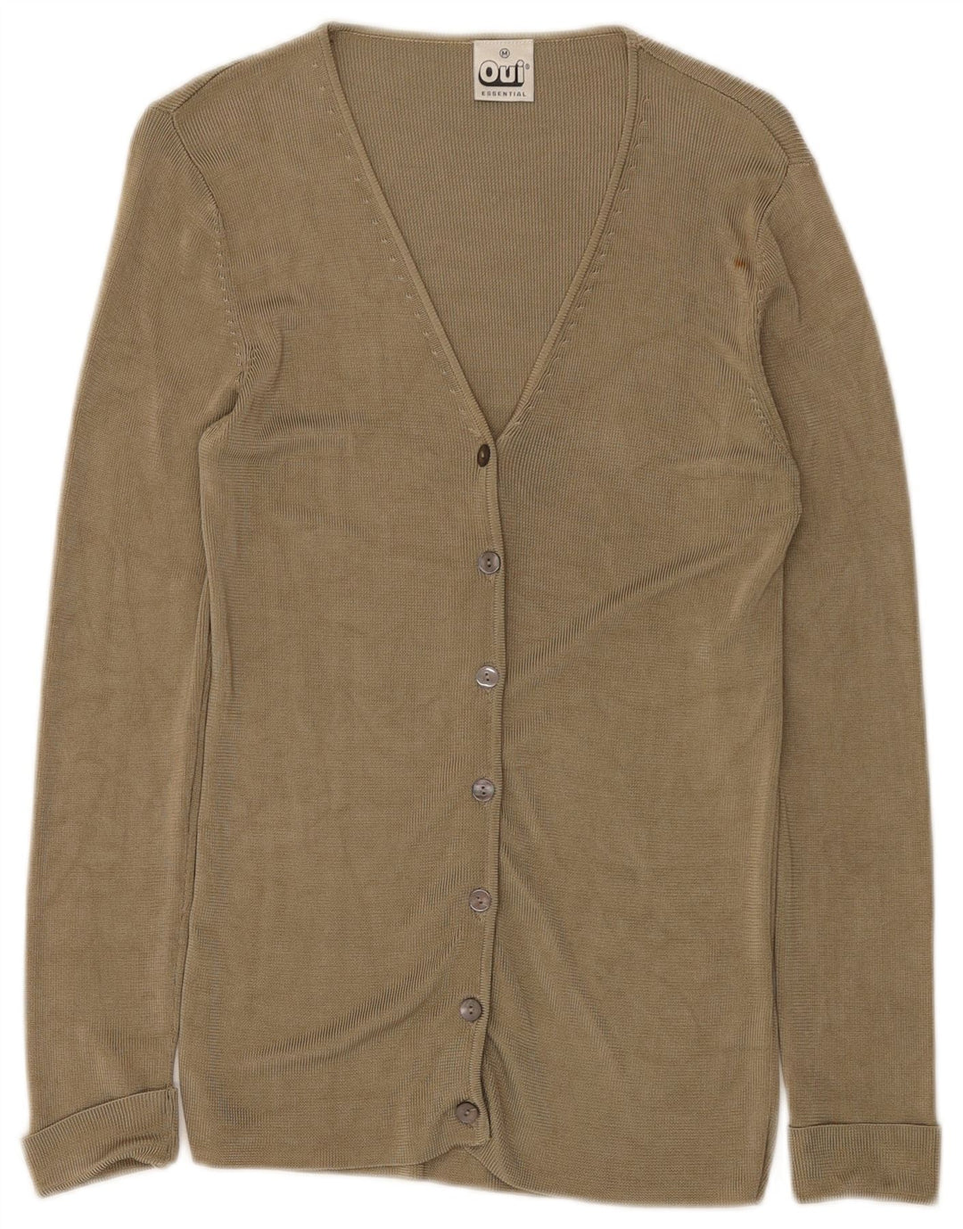 Oui Cardigan pour femme en viscose kaki moyen UK 42