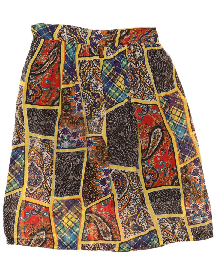 jupe trapèze femme vintage W38 XL Patchwork multicolore