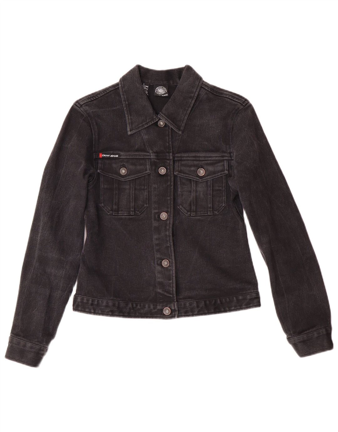 Dkny Womens Petite Denim Veste en jean UK 6 XS Noir Coton Classique