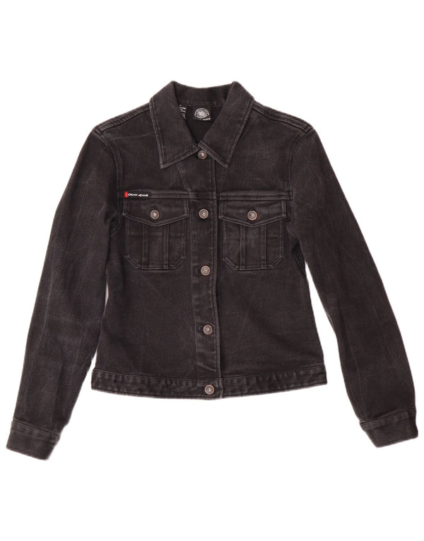 Dkny Womens Petite Denim Veste en jean UK 6 XS Noir Coton Classique