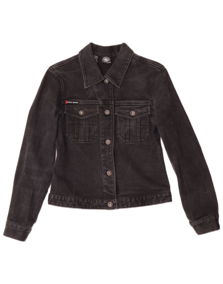 Dkny Womens Petite Denim Veste en jean UK 6 XS Noir Coton Classique