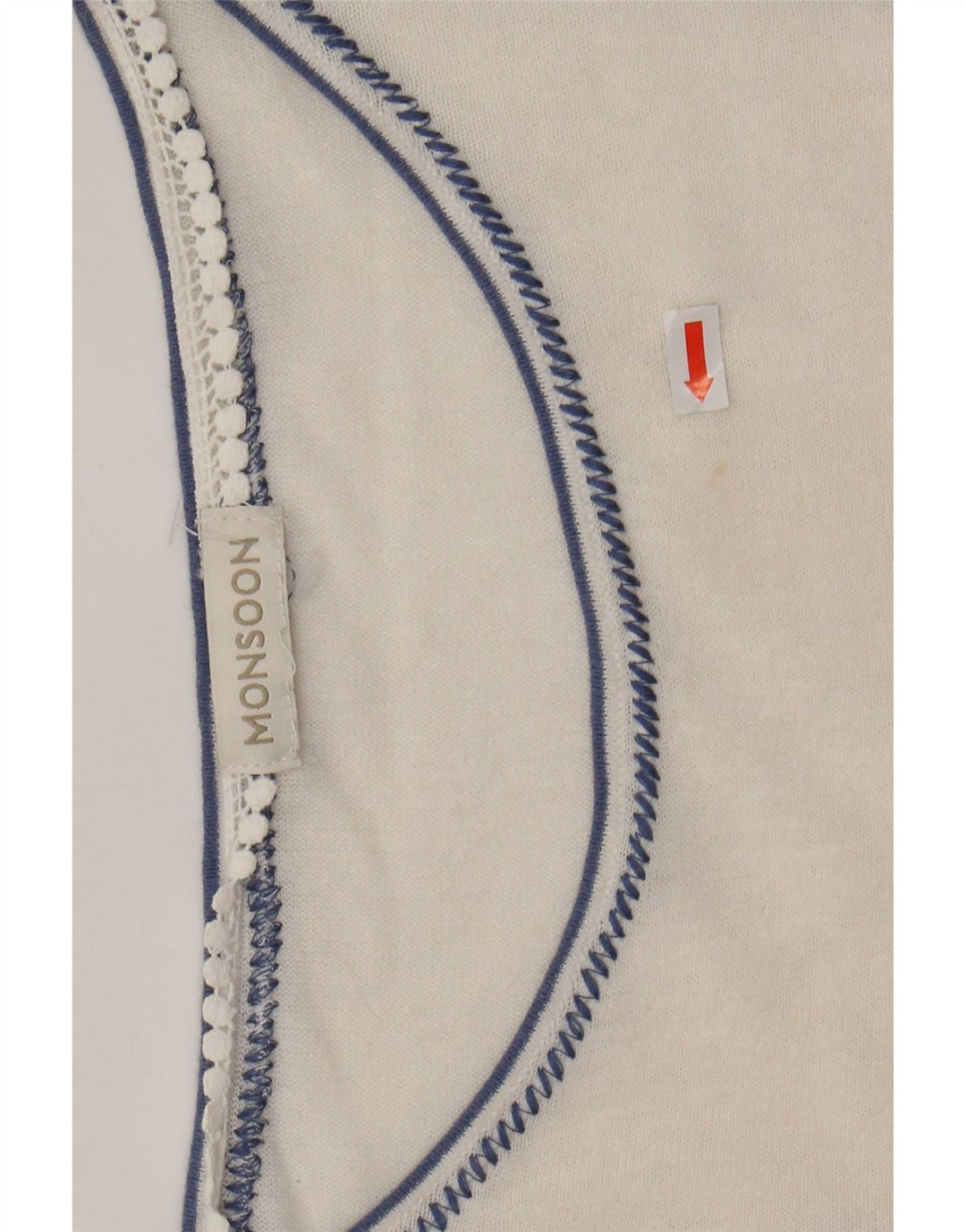 MONSOON Chemisier Femme Top UK 16 Grand Lin Floral Blanc Cassé