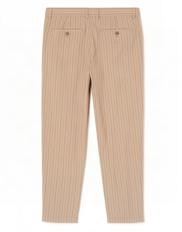 Zara Pantalon chino court pour homme EU 40 Medium W31 L26 Blanc cassé rayé