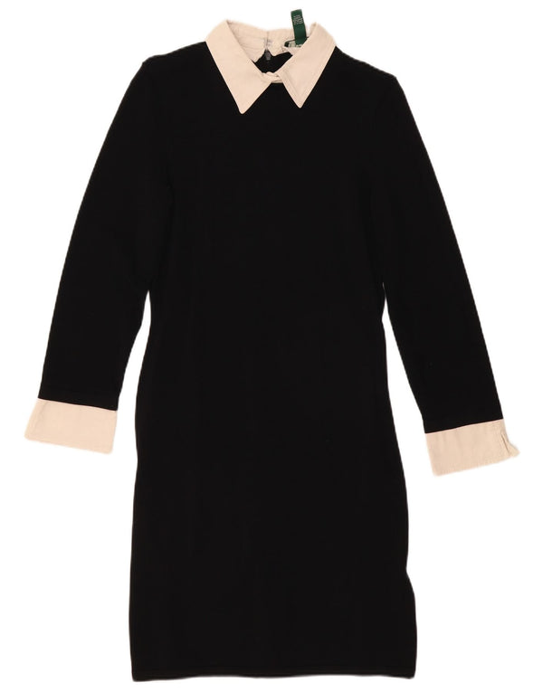 Ralph Lauren Robe polo à manches longues pour femme UK 12 Noir moyen Colourblock
