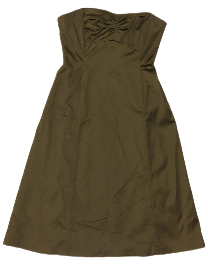 Coast Robe bustier femme UK 12 Acétate kaki moyen