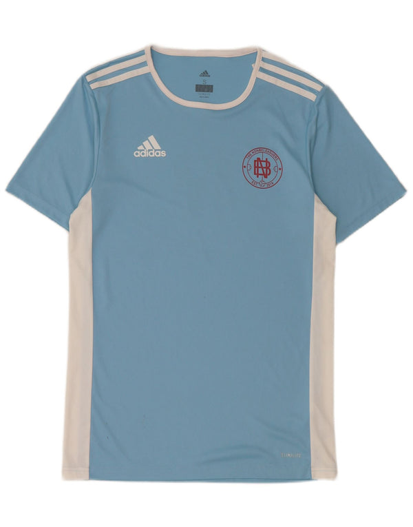 Adidas Hommes Climalite Graphic T-Shirt Top Petit Bleu Colorblock Polyester