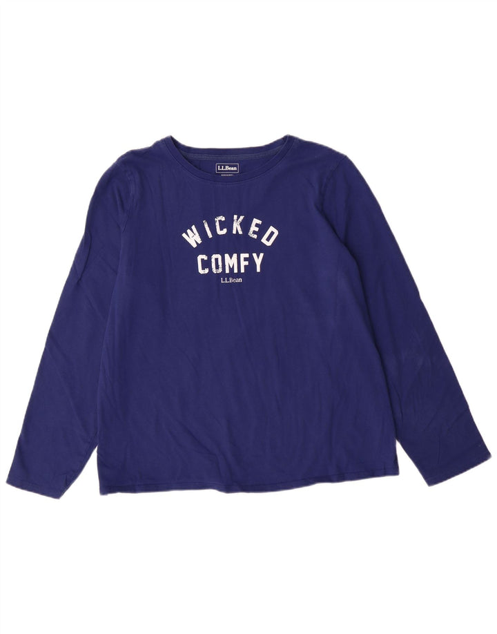 L.L.Bean Haut graphique à manches longues pour femme UK 16 Large Bleu