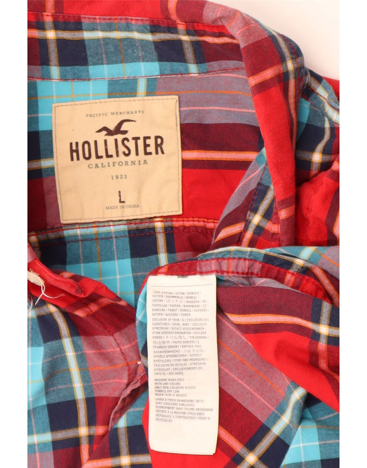 HOLLISTER Chemise Homme Grand Carreau Rouge Coton