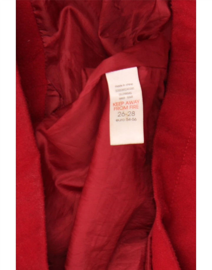 Duffle Coat à capuche femme vintage IT 54/56 3XL Polyester rouge