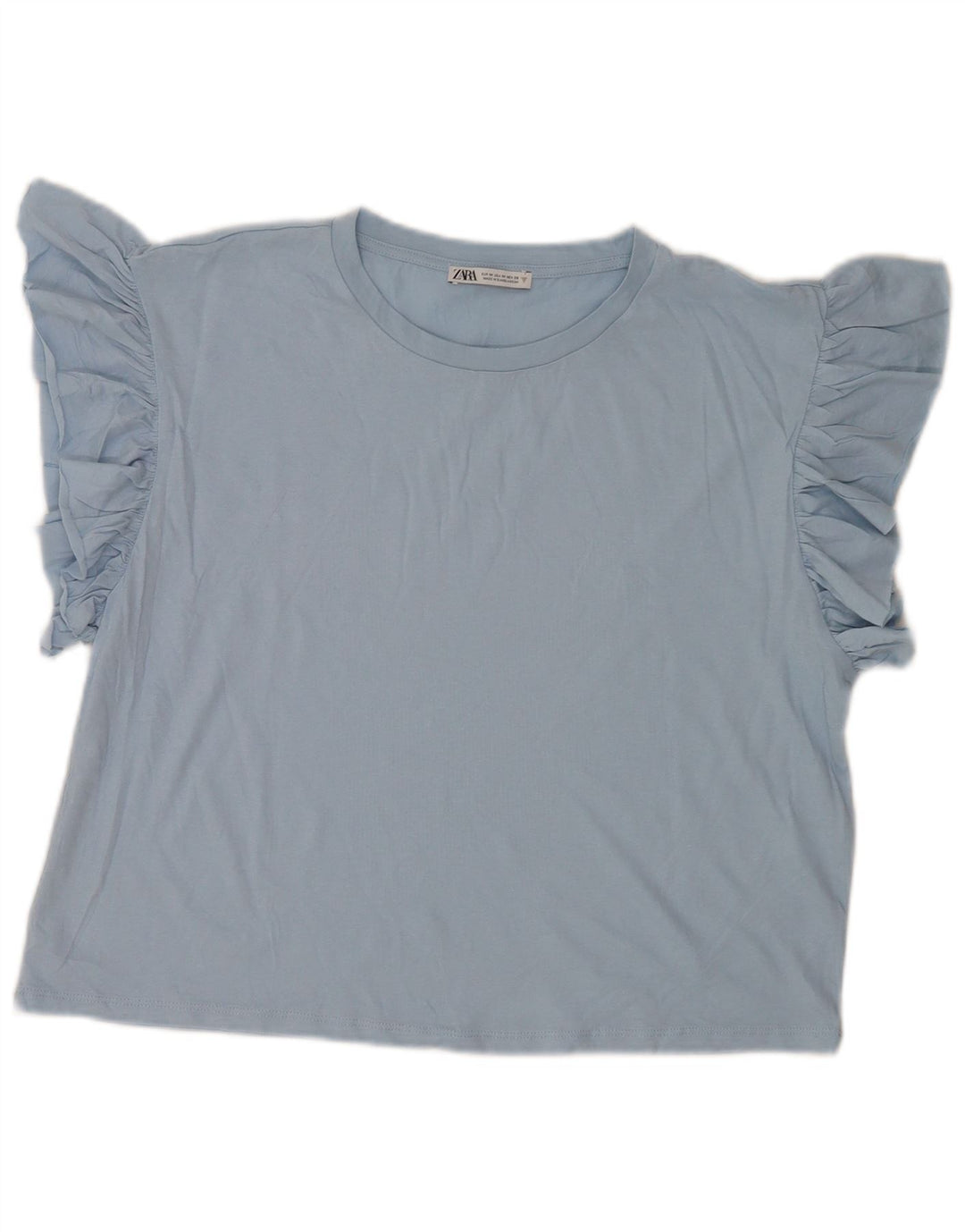 Zara Femme Chemisier Top UK 14 Bleu Moyen Coton