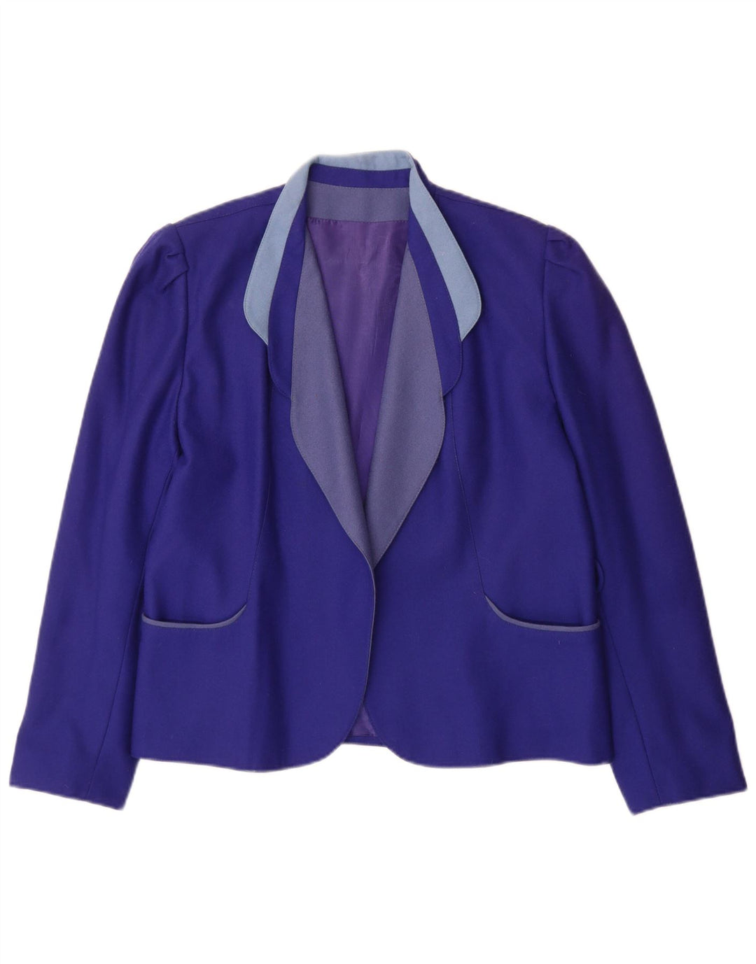 vintage Femme Open Blazer Veste UK 14 Grande Laine Violette