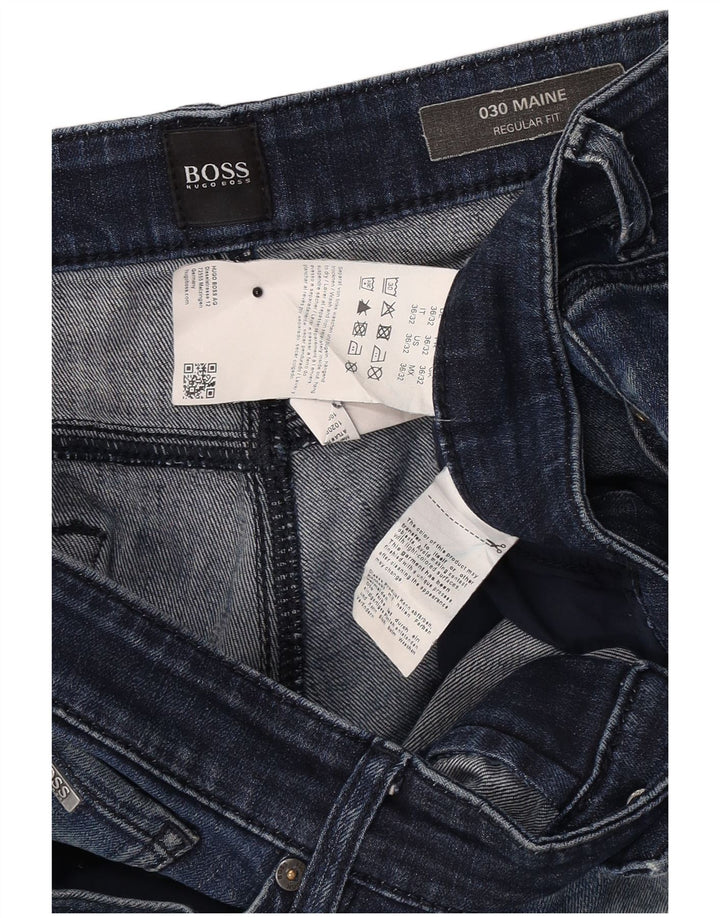 Hugo Boss Femme Jean droit régulier W36 L32 Bleu Coton