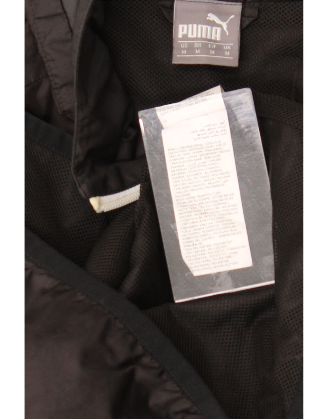 PUMA Mens Hooded Rain Jacket UK 38 Medium Black Nylon