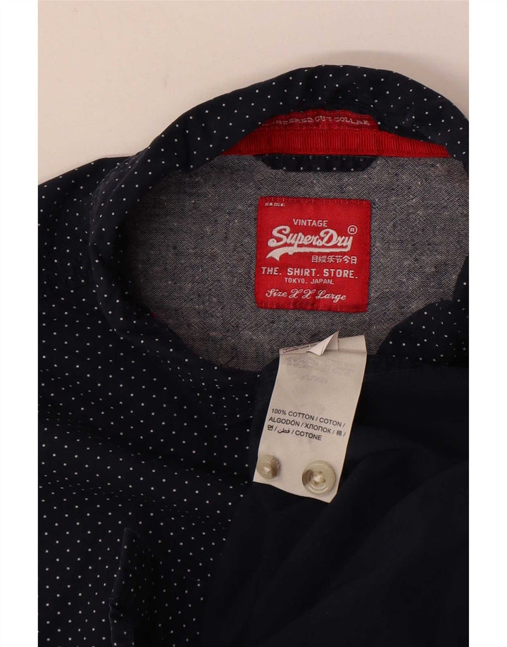 Superdry Chemise Homme 2XL Bleu Marine À Pois Coton