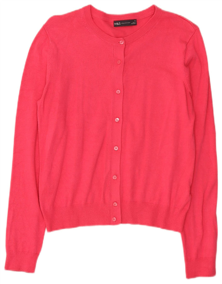 Marks & Spencer Pull Cardigan Femme UK 12 Viscose Rose Moyen