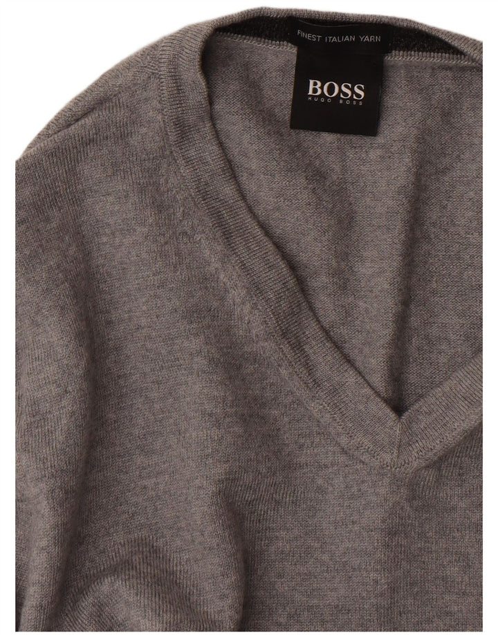 HUGO BOSS Pull col en V pour femme UK 10 Small Gris