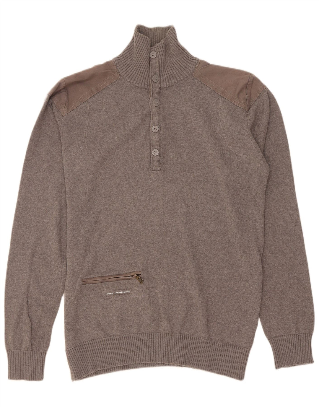 Jack & Jones Pull Col Boutonné Homme Gris Moyen