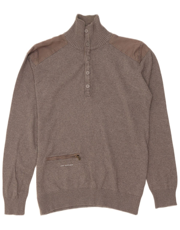 Jack & Jones Pull Col Boutonné Homme Gris Moyen