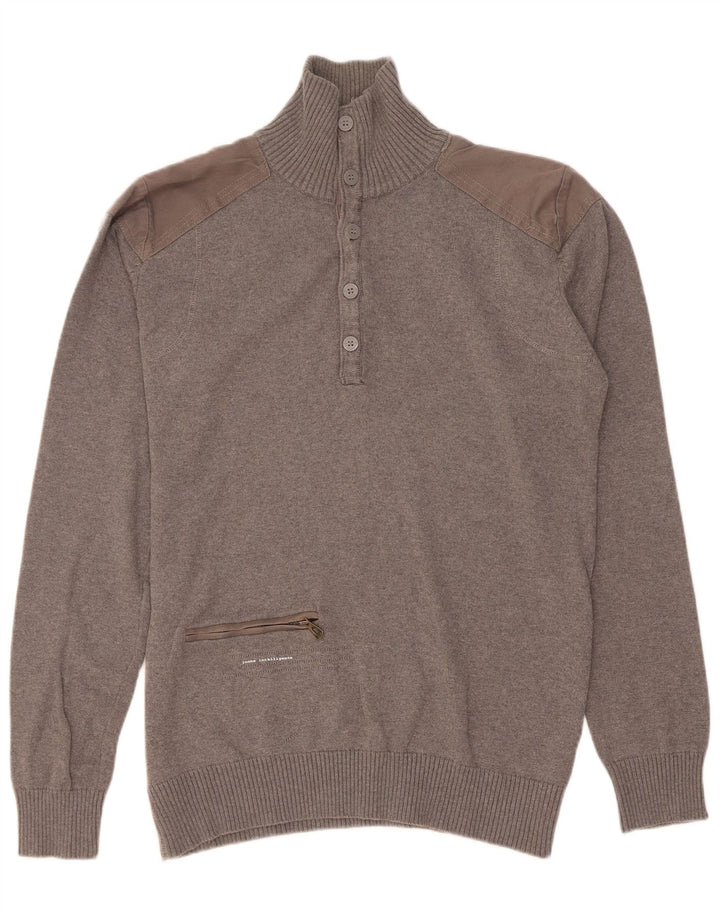 Jack & Jones Pull Col Boutonné Homme Gris Moyen