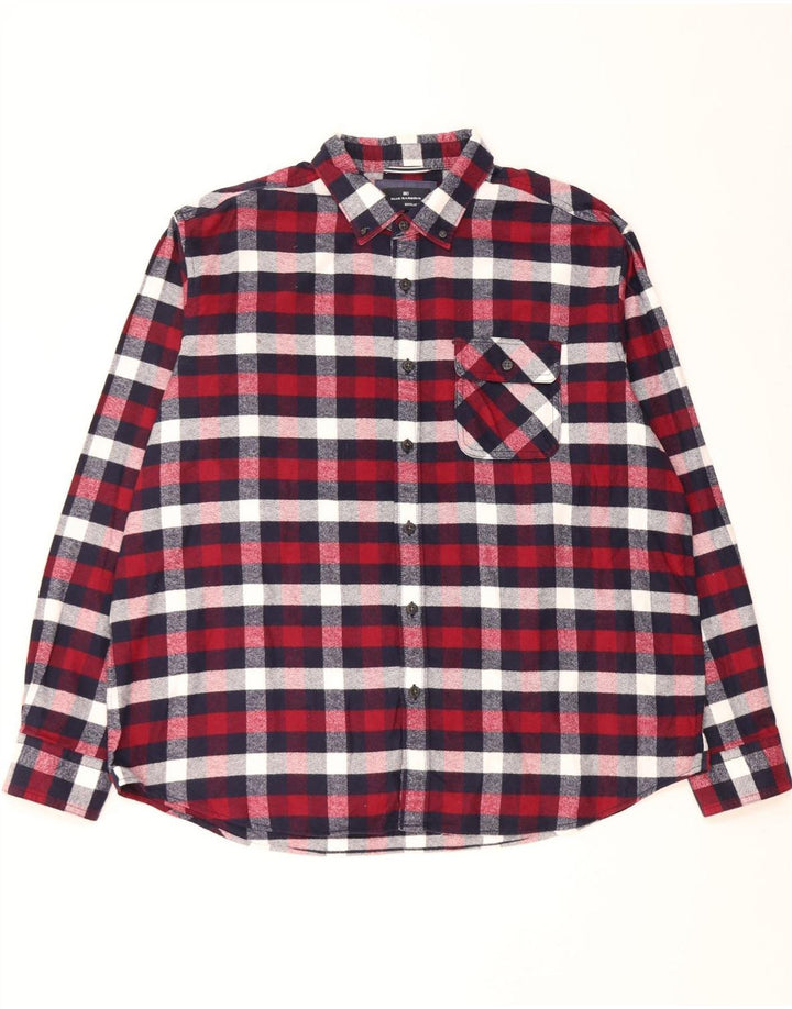 Marks & Spencer Chemise en flanelle coupe régulière Blue Harbor pour homme 2XL à carreaux rouges