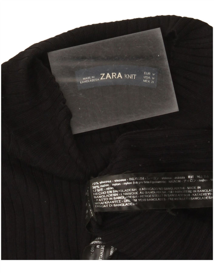 Zara Femme Robe Pull UK 12 Medium Noir Viscose