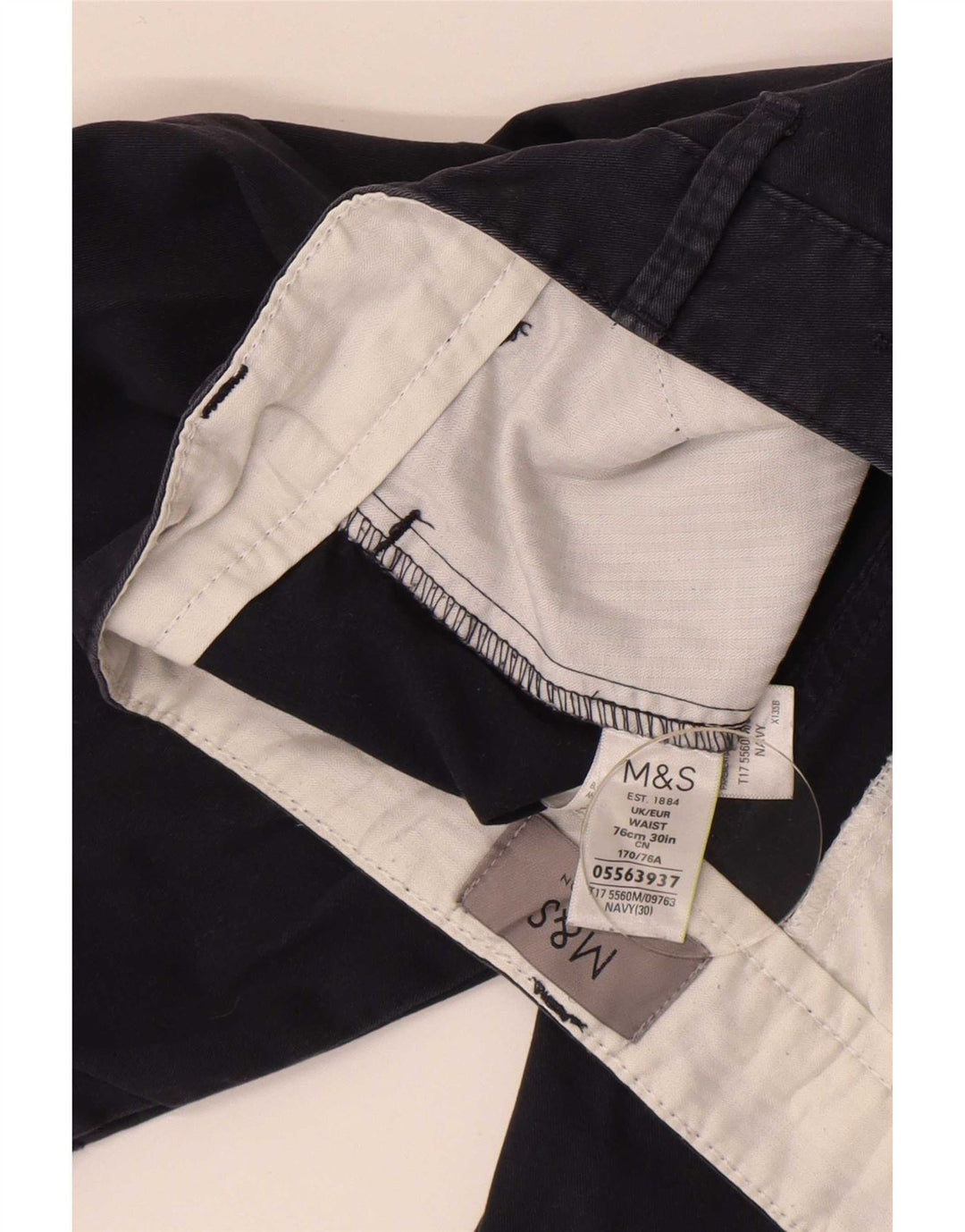 Marks & Spencer Short Chino Homme W30 Bleu Marine Moyen Coton