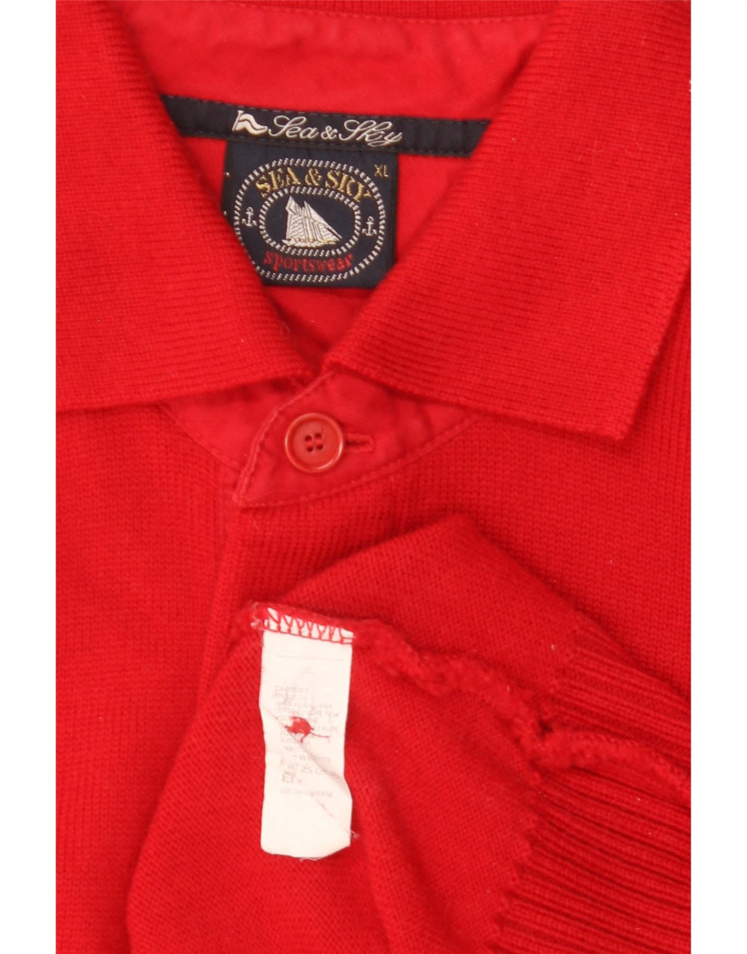 Sea & Sky Pull col polo homme XL laine rouge
