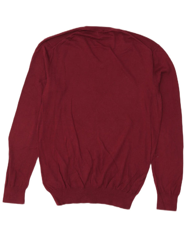 Polo Ralph Lauren Pull coupe slim à col en V pour homme Petit coton bordeaux