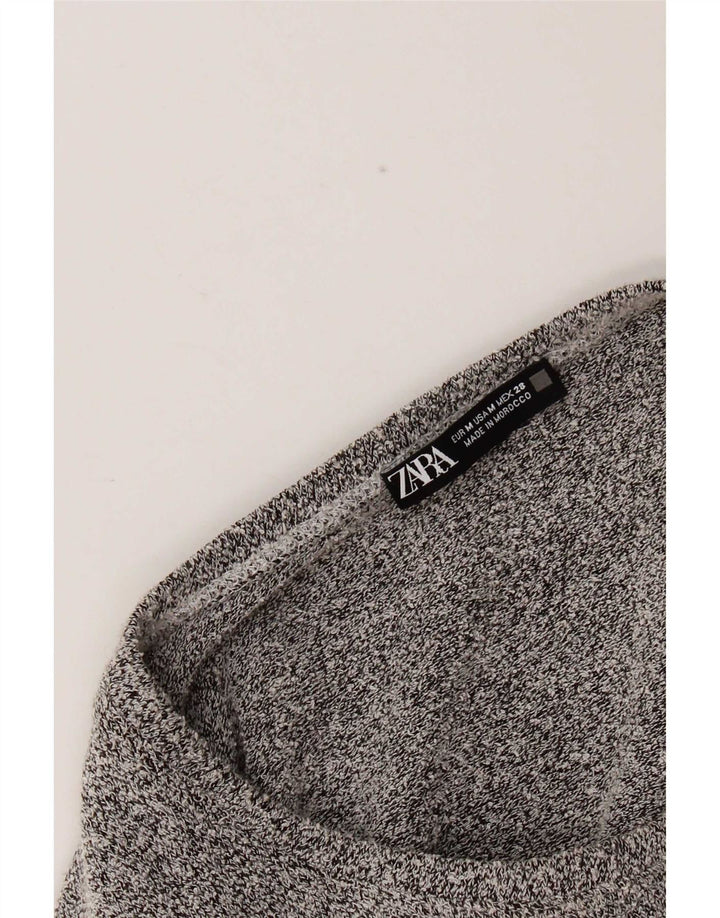 Zara Robe trapèze à manches longues pour femme UK 12 Gris moyen moucheté