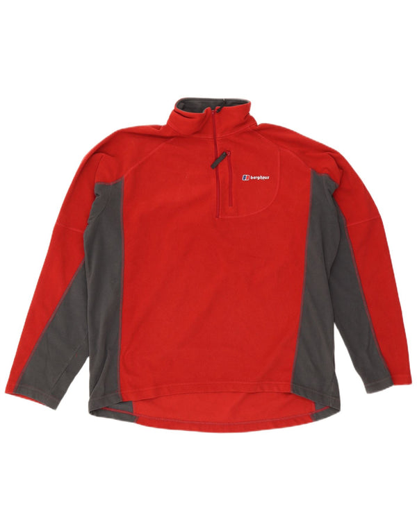 Berghaus Pull polaire à col zippé pour homme XL Rouge Colorblock Polyester