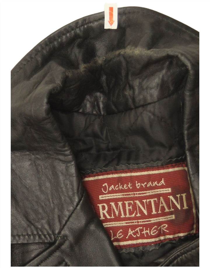Veste en cuir femme vintage UK 14 Cuir noir moyen