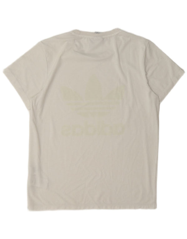 Adidas T-shirt graphique surdimensionné pour femme UK 8 Petit Blanc