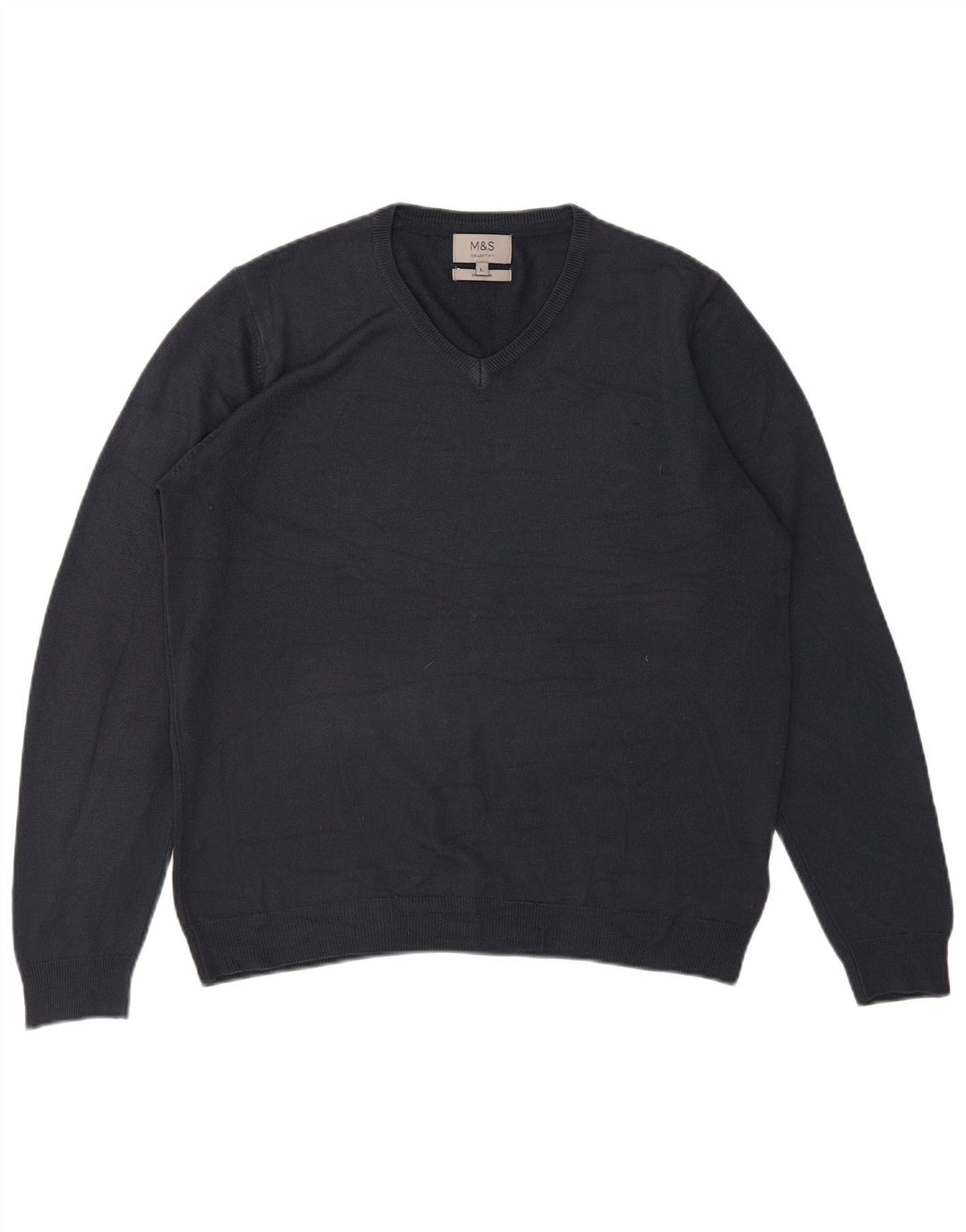 MARKS & SPENCER Pull col V pour homme en acrylique bleu marine Taille L
