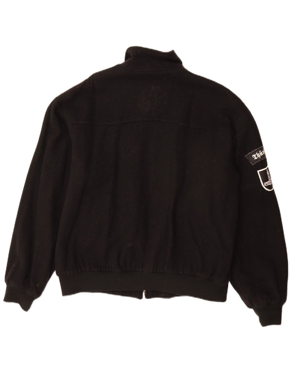 vintage Mens Bomber Jacket UK 40 Grande laine noire