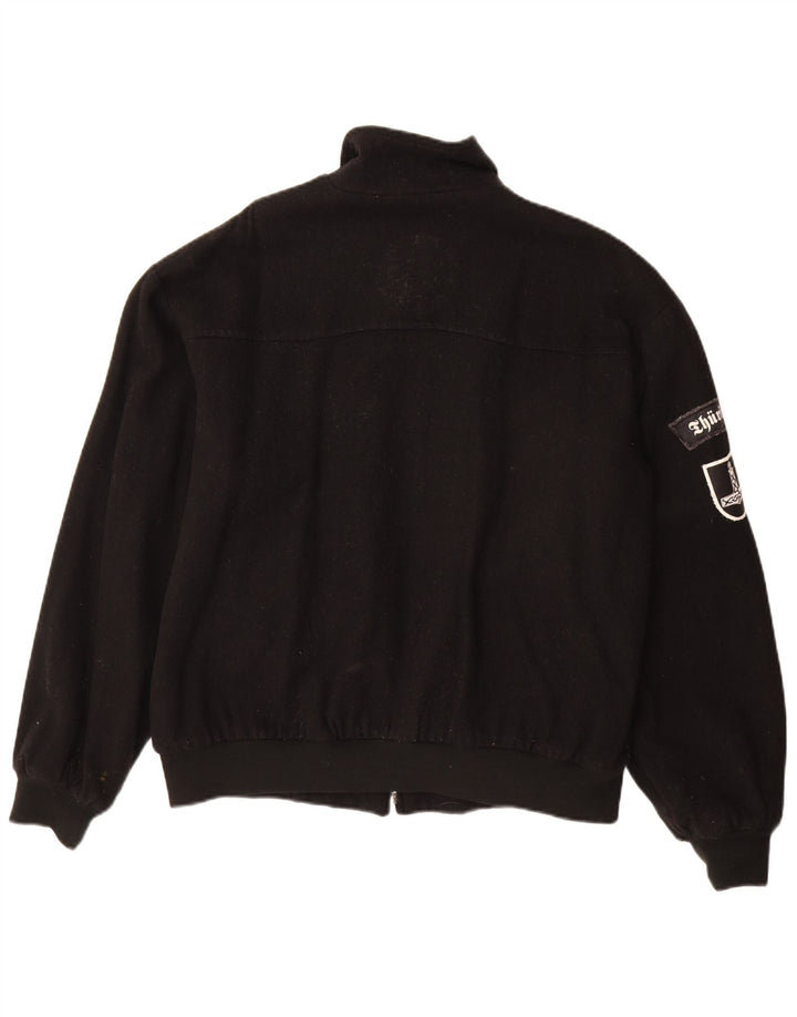 vintage Mens Bomber Jacket UK 40 Grande laine noire