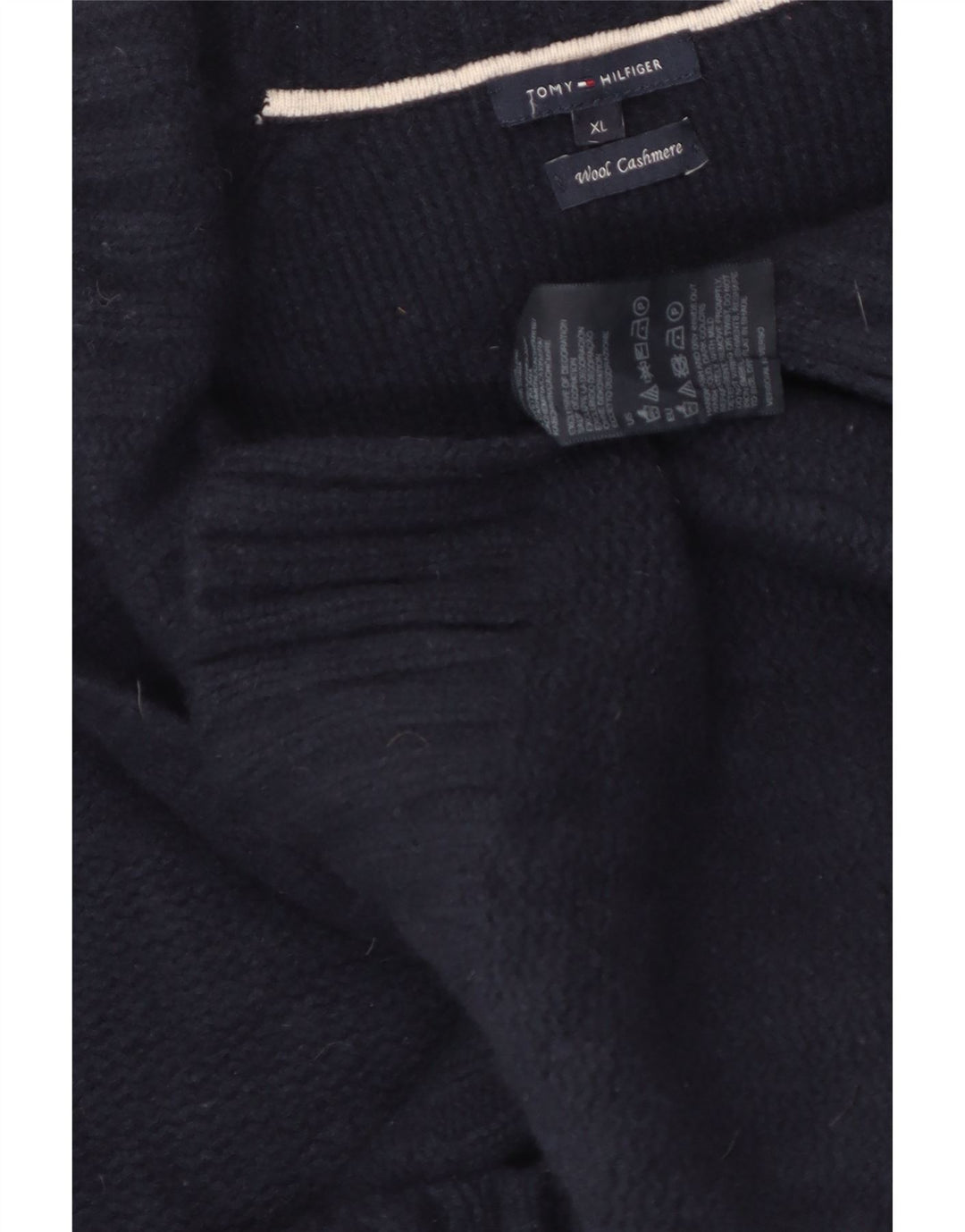 TOMMY HILFIGER Pull à col châle pour femme UK 18 XL Bleu marine Laine