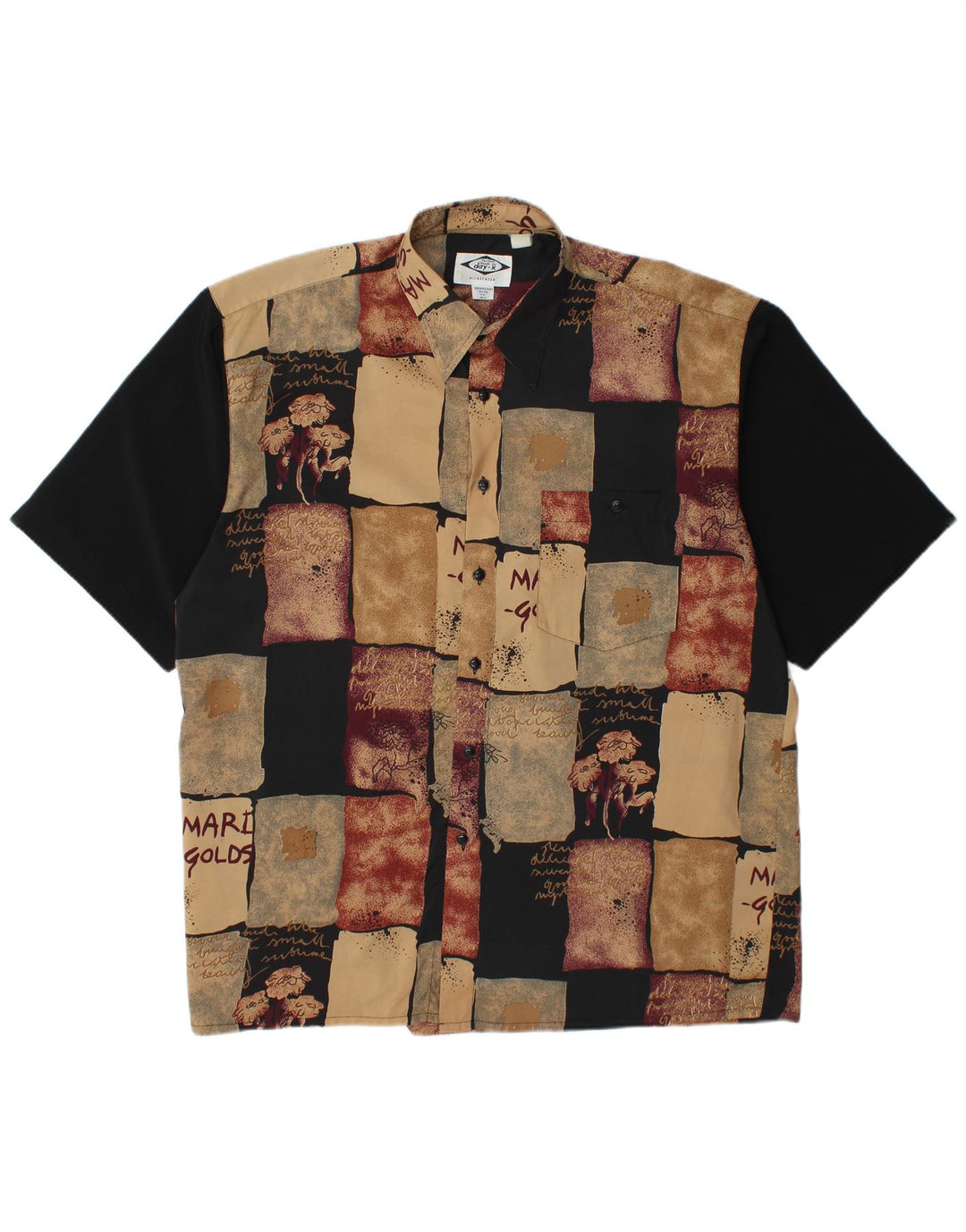 DAY-X Chemise à manches courtes pour hommes Taille 15 1/2 Polyester patchwork beige moyen